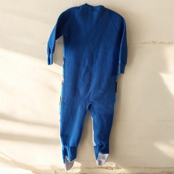 A) Power Ranger Red and Blue Kids Footie Pajamas - Picture 8 of 9